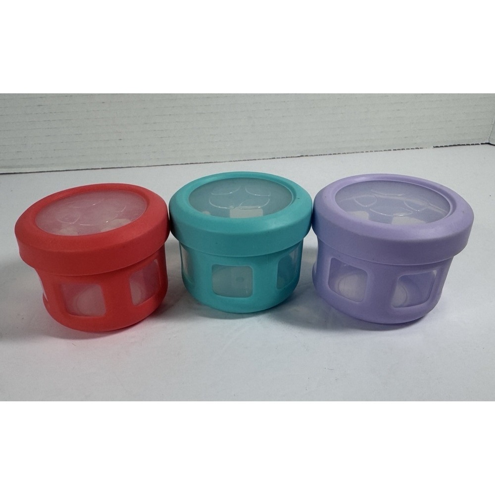 Lot Of 3 Ello Color Lock 4oz Mini Condiment Containers Leak Proof Dishwashersafe